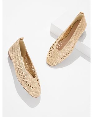 Talbots Tana Woven Metallic Ballet Flats - Natural