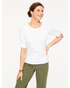 Talbots Elbow Sleeve Knot Top - White