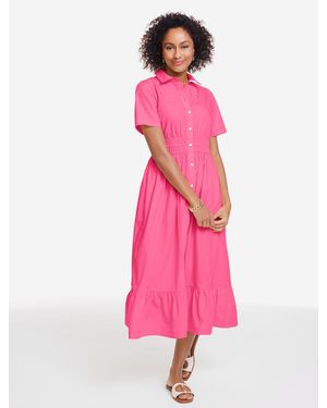 Talbots Poplin Flounce Shirtdress - Pink
