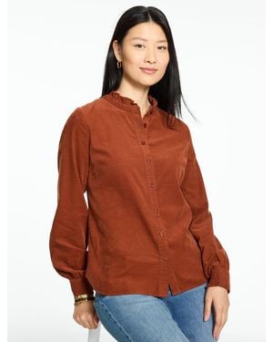 Talbots Ruffle Neck Corduroy Top - Orange