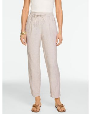 Talbots Washed Linen Tapered Ankle Pull-on Trousers - Natural