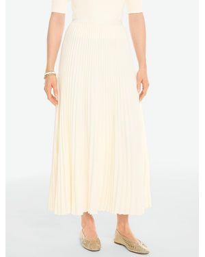 Talbots Crepe Pleated Fit & Flare Skirt - Natural