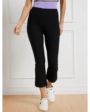 Talbots Soft Stretch Ribbed Flare Crop Trousers - Black