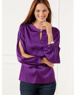 Talbots Slit Sleeve Soft Satin Charmeuse Top - Purple