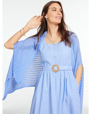 Talbots Pointelle Linen Blend Travel Ruana - Blue