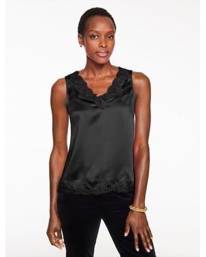 Talbots Lace Trim Satin Camisole - Black