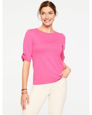Talbots Elbow Sleeve Knot Top - Pink