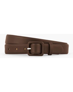 Talbots Soft Pebble Leather Covered Buckle Belt - Brown