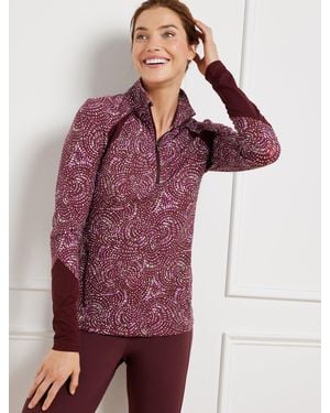 Talbots Performance Interlock Half-zip Pullover Jumper - Purple