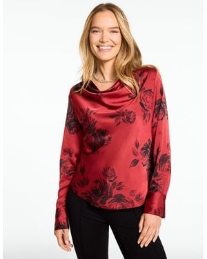 Talbots Soft Satin Charmeuse Cowl-neck Top - Red