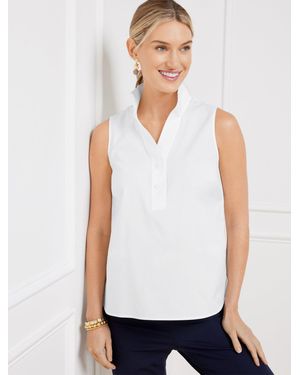 Talbots Sleeveless Non-iron Popover Shirt - White