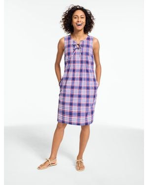 Talbots Pintuck Sleeveless Shift Dress - Purple