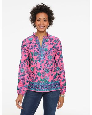 Talbots Jumping Jacobean Popover Shirt - Red