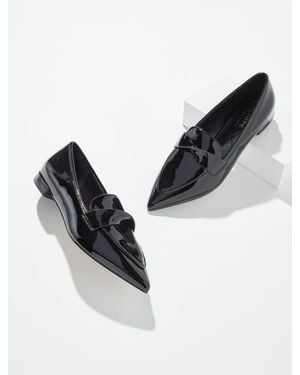 Talbots Scarlet Patent Leather Twist Pointed Toe Loafers - Black