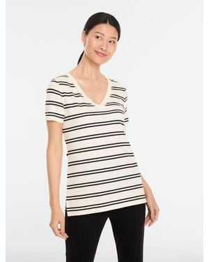 Talbots Supersoft Jersey Short Sleeve V-neck T-shirt - White