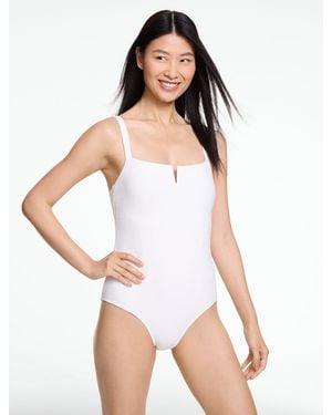 Aqua Club V-neck One-piece Swimsuit - White