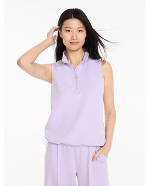 Talbots Airknit Stretch Sleeveless Half-zip Pullover Sweater - Purple