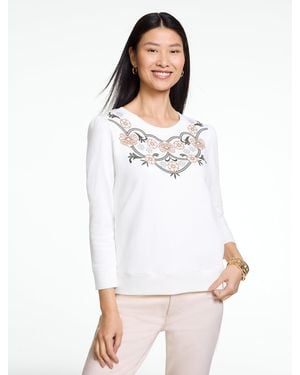 Talbots Three-quarter Sleeve Crewneck Sweatshirt - White