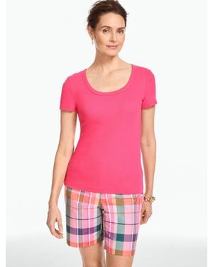 Talbots Ribbed Scoop Neck T-shirt - Pink