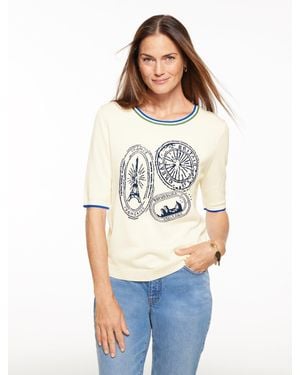 Talbots Elbow Sleeve Pullover Jumper - White