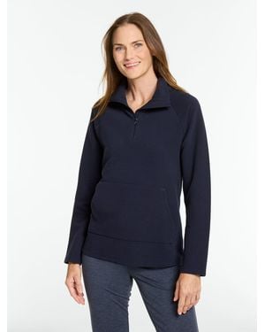 Talbots Ottoman Rib Half-zip Pullover Jumper - Blue