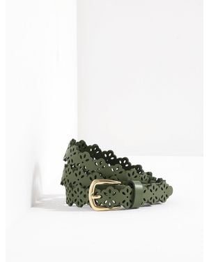 Talbots Perforated Flower Belt - Green
