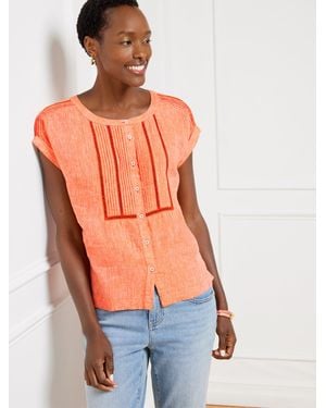Talbots Pintuck Linen Top - Orange