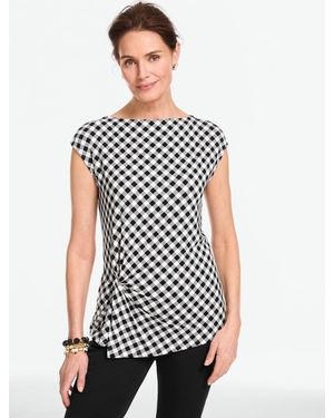 Talbots Platinum Jersey Side Twist Sleeveless Shell Top - White