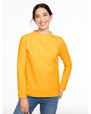 Talbots Cable Knit Funnel Neck Zip Pullover Jumper - Orange