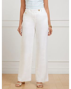 Talbots Greenwich Wide Leg Linen Pants - White