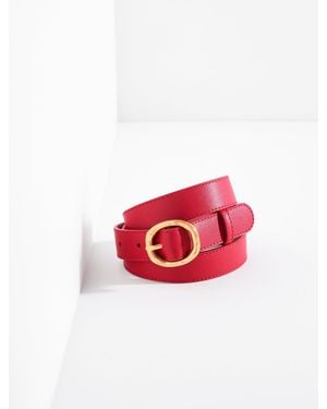 Talbots Bamboo Buckle Leather Belt - Red