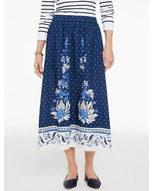 Talbots Modern Poplin Fit & Flare Skirt - Blue