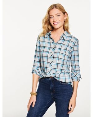 Talbots Flannel Modern Classic Shirt - Blue