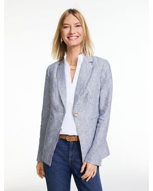 Talbots Classic Linen Single Button Blazer - Blue