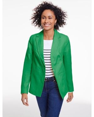 Talbots Classic Linen Single Button Blazer - Green