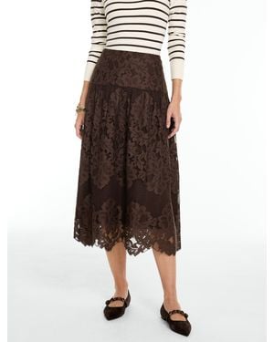 Talbots Alais Lace Midi Skirt - Brown