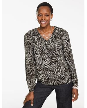 Talbots Metallic V-neck Top - Grey