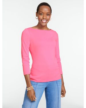 Talbots Solid Bateau Neck T-shirt Pima Cotton - Pink