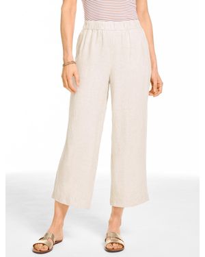 Talbots Washed Linen Wide Crop Pull-on Trousers - Natural