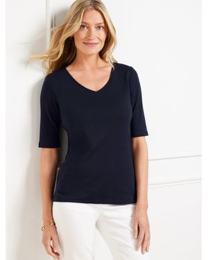 Talbots Pima Cotton V-neck T-shirt - Blue
