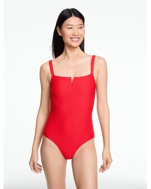 Aqua Club V-neck One-piece Swimsuit - Red