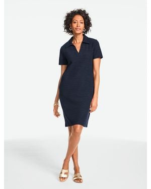 Talbots Short Sleeve Johnny Collar Dress - Blue