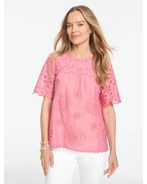 Talbots Embroidered Voile Top - Pink