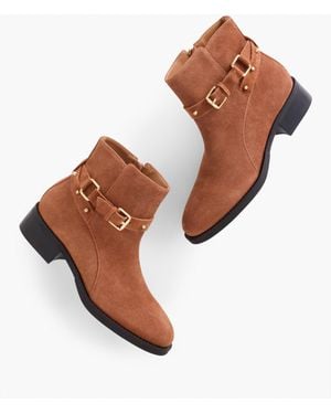 Talbots Waverly Studs Suede Ankle Boots - White