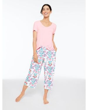 Talbots X Soma Cool Nights Short Sleeve & Crop Pants Pajama Set - White