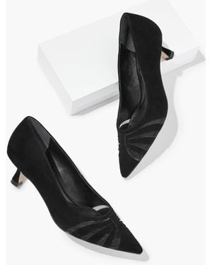 Talbots Ember Mesh Suede Kitten Heel Pumps - Black