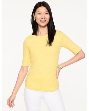 Talbots Ribbed Bateau Neck T-shirt - Yellow