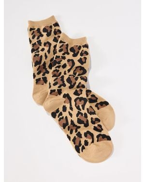 Talbots Fabulous Leopard Trouser Socks - White