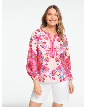 Talbots Paradise Garden Popover Shirt - Pink