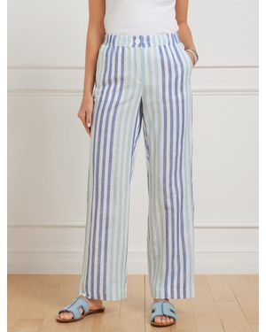 Talbots Washed Linen Wide Leg Pants - Blue